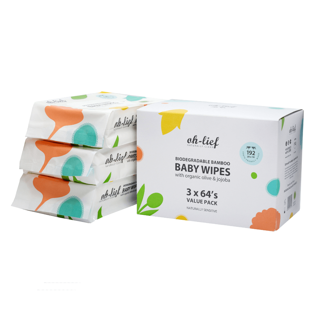 Bulk Biodegradable Bamboo Baby wipes 192 s Oh Lief Natural