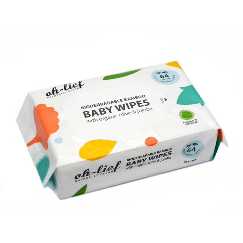 Biodegradable Bamboo Baby Wipes, 64'S Oh-Lief Natural Products SA